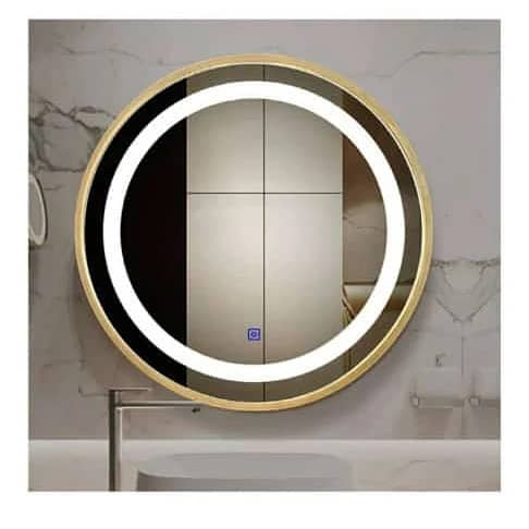 Round Gold Framed LED Mirror