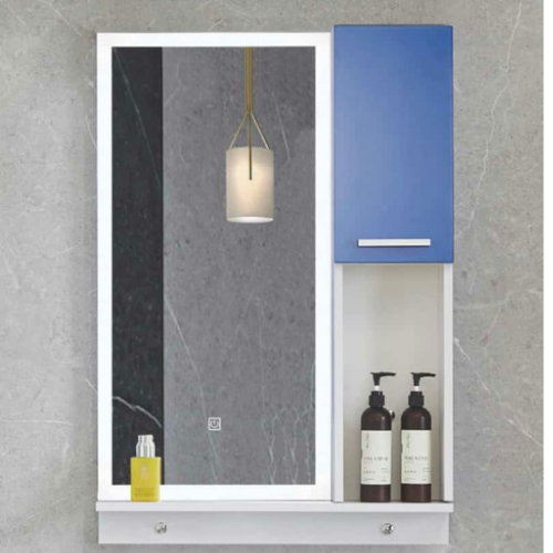 Single-Door Wooden Cabinet LED Mirror