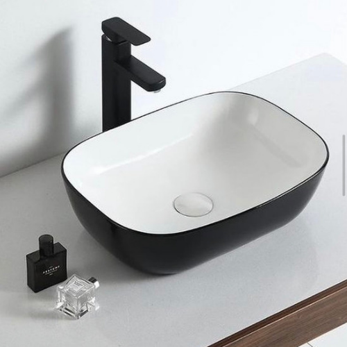 NAV White & Black CounterTop Basin