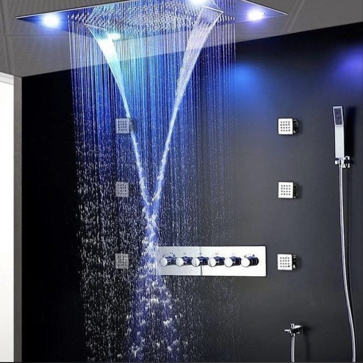 IS Silver LED Thermostatic Shower Conduit Shower