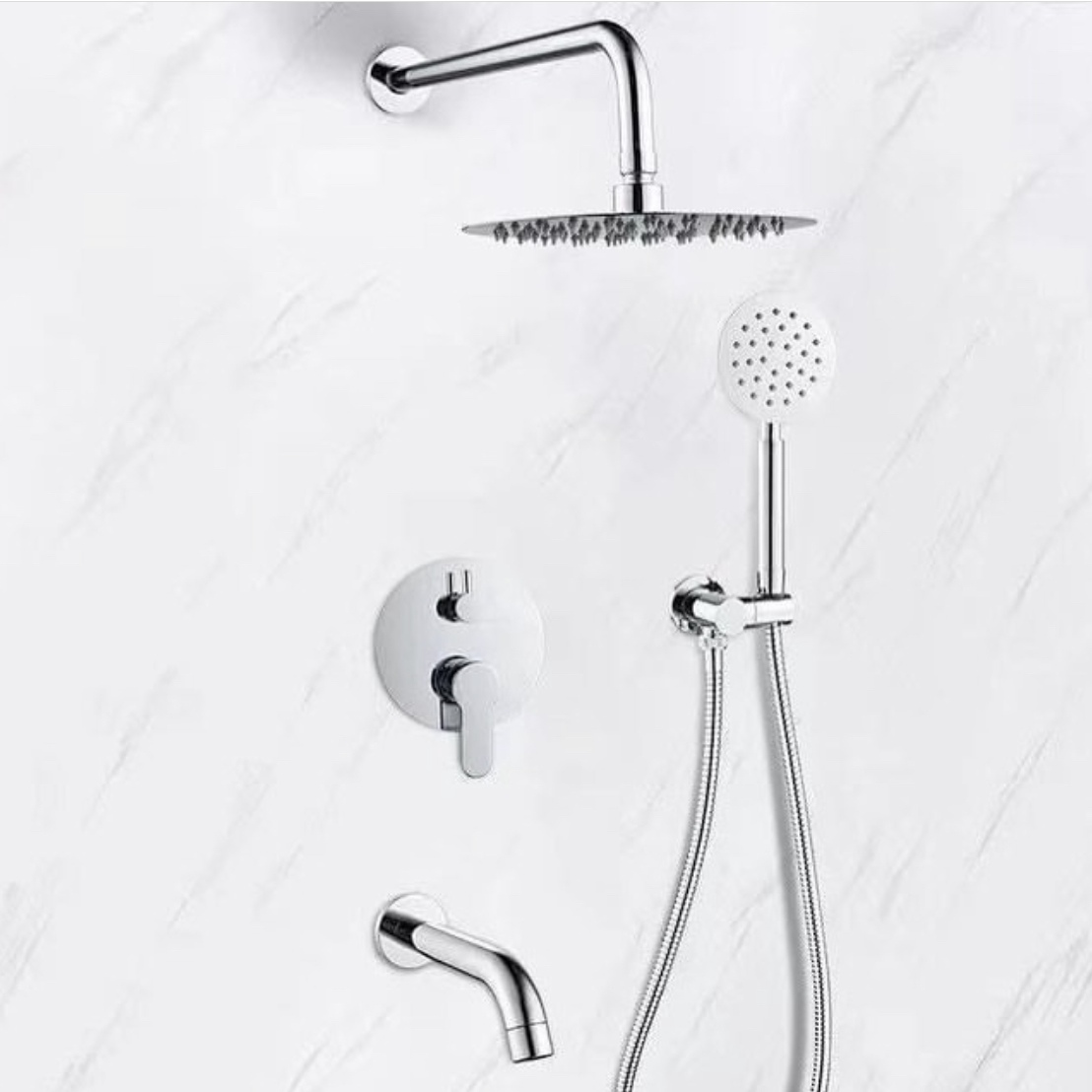 Silver 5-Ways Round Conduit Shower