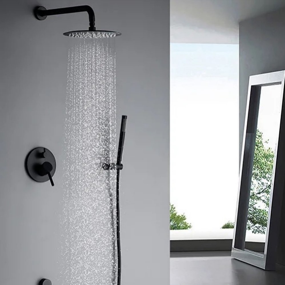5-Ways Round Black Conduit Shower