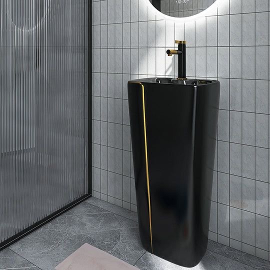 Free Standing Gold-Black Basin