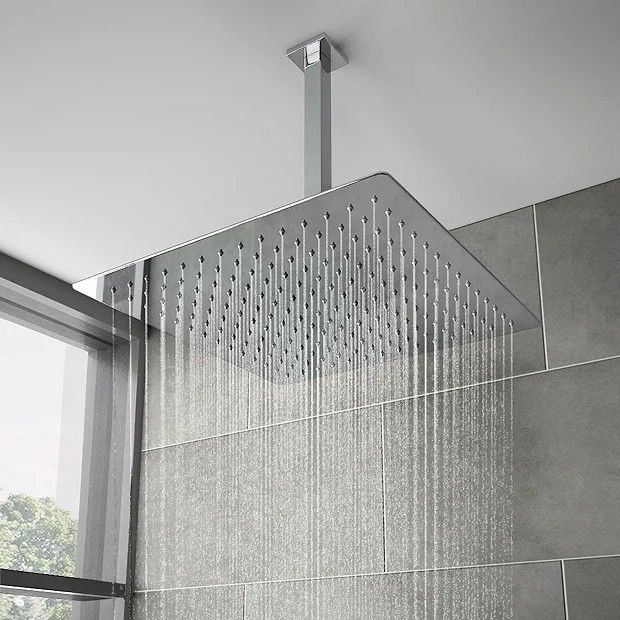 Rectangle Silver Rainfall Shower