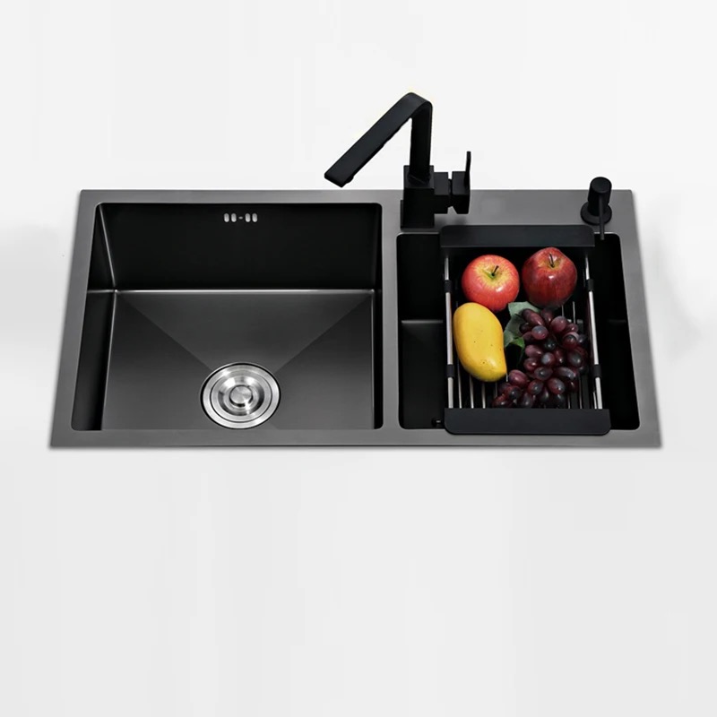 Black Double Bowl Handmade Sink